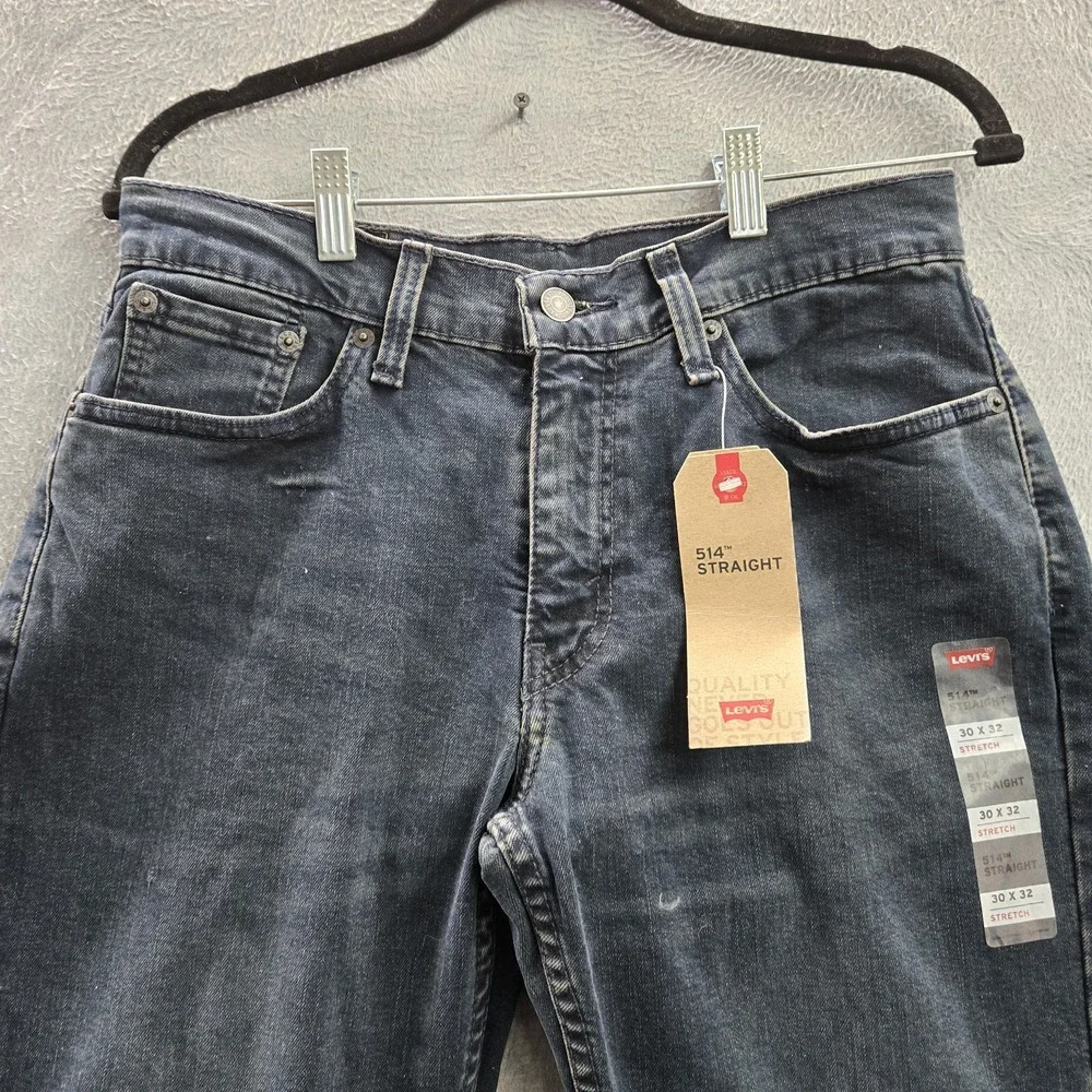 Levi's 514 Men Jeans 30X32 Dark Blue Denim Straight Button‎ 32